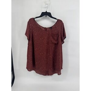 Torrid Womens Plus Size 3 Burgundy Geometric Print Button Back Chiffon Blouse